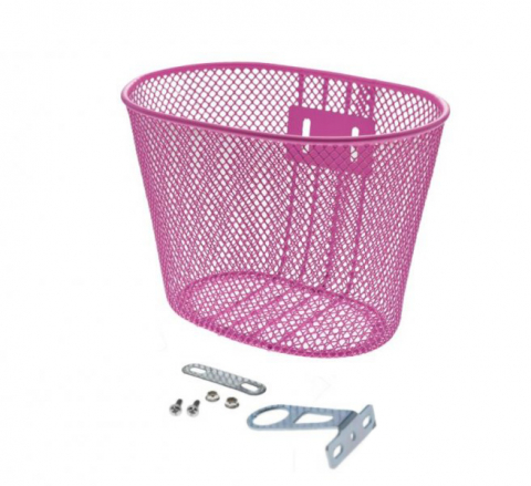 Transport-Depozitare - Cos fata biciclete copii, culoare roz, 25x17x15 cm