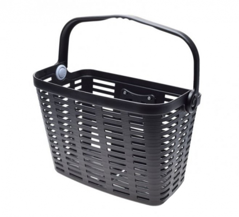 Coșuri - Cos fata grilaj plastic cu maner, culoare negru