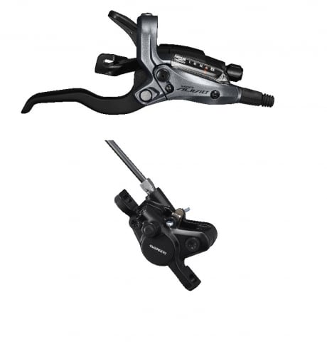 Sistem Frânare - Frana Pe Disc Set Asamblat Shimano Alivio St-M4050(R) Br-Mt400(R), Fara Adaptor, Placute Resin, Furtun Sm-Bh59 1700Mm Negru, Camasa De Schimbator Sp41 600/300Mm., Incl. Oliva & Insertie Conectare, Amb