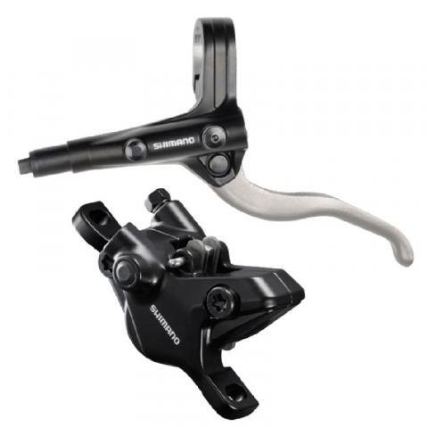 Sistem Frânare - FRANA PE DISC SET ASAMBLAT SHIMANO, J-KIT, BL-MT401(L), BR-MT410(F), LEVIER ARGINTIU, FARA ADAPTOR, PLACUTE RESIN, FURTUN SM-BH59-SS 1000MM NEGRU, INCL. OLIVA & INSERTIE CONECTARE, NEGRU, AMBALAT IND.