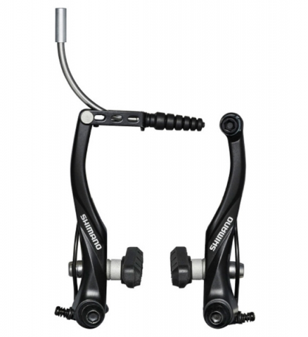 Frâne pe Jantă - Frana V-Brake Shimano Alivio Br-T4000, Fata, X-Type (Saiba Subtire In Exterior), Saboti S65T, Suruburi 16.0Mm, Tube 90D, Negru, Ambalat Ind.