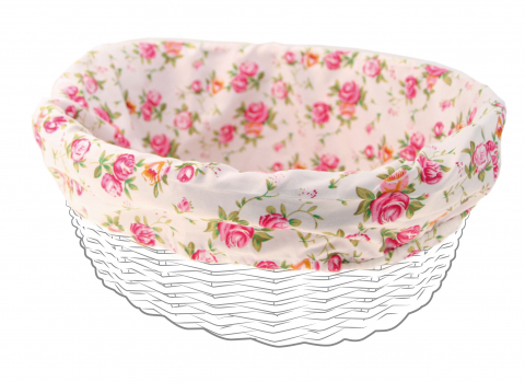 Transport-Depozitare - Husa Panza Oval 40x35x19cm Alb/Flori