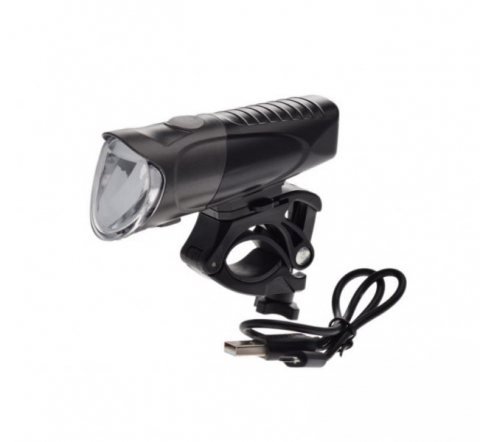 Iluminat-Semnalizare - Lampa fata biciclete, 1 led, 200 lumeni, culoare negru, incaracare USB