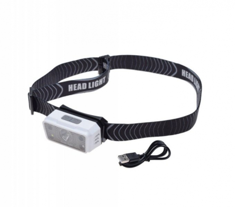 Articole camping - Lanterna frontala, led 350 lumeni, reincarcabila USB-C, 6 moduri de iluminare, reglabila