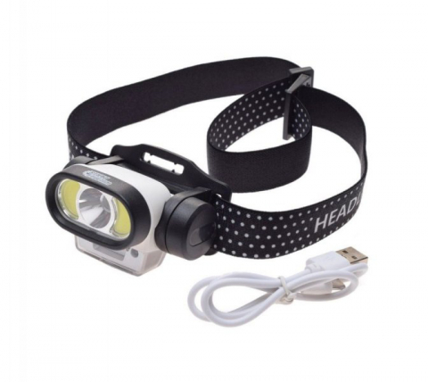 Articole camping - Lanterna frontala, reincarcabila USB-C, 5 moduri de iluminare, 80x46mm
