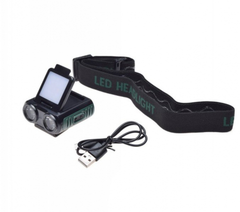Articole camping - Lanterna frontala, led 350 lumeni, reincarcabila USB-C, clema atasare