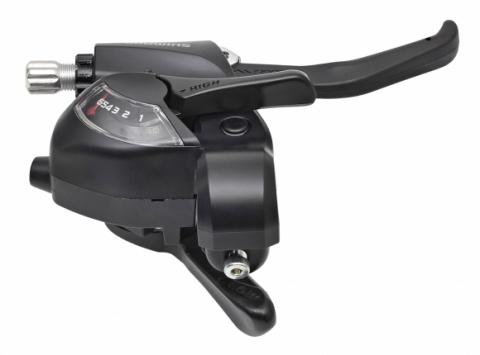 Comenzi Schimbător + Manetă Frână - Maneta schimbator/frana Shimano ST-EF41-6R, montaj dreapta, 6 viteze, cablu de schimbator 2050mm, 2 degete, pentru V-Brake, culoare negru