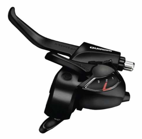 Comenzi Schimbător + Manetă Frână - Maneta Schimbator/Frana Shimano St-Ef41-L, Stanga 3 Vit., Cablu De Schimbator 1800Mm, 2 Degete, Pt. V-Brake, Negru, Ambalat Ind.
