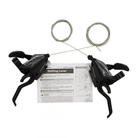 Manete Schimbator/Frana Shimano St-Ef500-4A, 8X3 Vit., 4 Degete, Pt. Frana V-Brake, Cablu/Camasa Schimbator (Sp41)/Frana Standard Negru,  Negru, Ambalat Ind. [2]