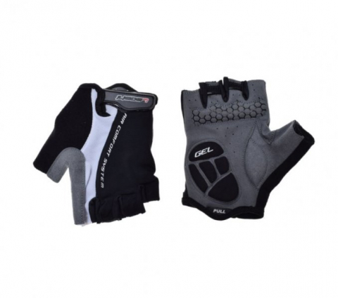 Echipamente - Manusi ciclism adulti, Leoshi, cu gel, culoare negru/alb, marime XL