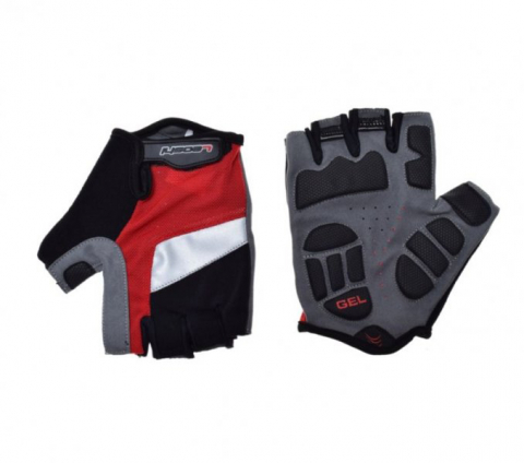 Echipamente - Manusi ciclism adulti, Leoshi, cu gel, culoare negru/rosu/alb, marime XL
