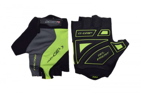Manuși - Manusi ciclism adulti, Leoshi D-Grip, cu gel, marime L, culoare negru/verde/gri