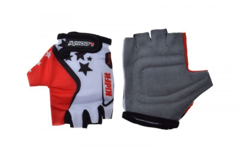 Echipamente - Manusi ciclisti copii, culoare alb/rosu, marime XS