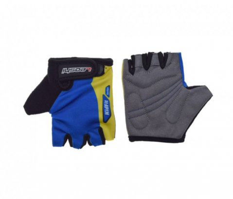 Manuși - Manusi ciclisti copii, KidFit, culoare albastru/galben, marime XS