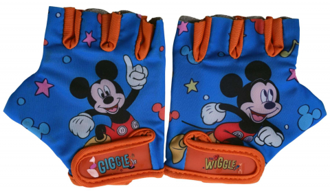 Echipamente - Manusi ciclisti copii Mickey Mouse, culoare albastru/portocaliu