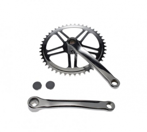 Transmisie & Accesorii - Pedalier biciclete din otel, lungime brat 170mm, 1 viteza, 46z, otel, ax patrat