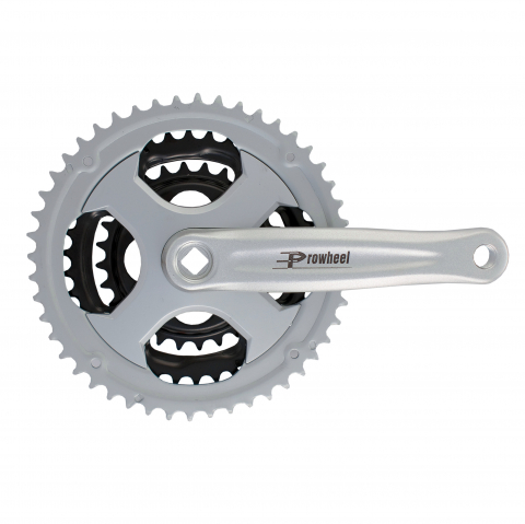 Transmisie & Accesorii - Pedalier Prowheel  28/38/48T Ax Patrat Alu 170mm Argintiu