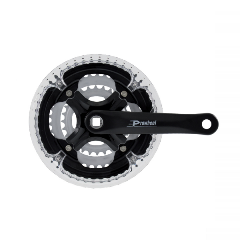 Transmisie & Accesorii - Pedalier Prowheel, 28/38/48T, ax patrat, aluminiu, 170mm, culoare negru