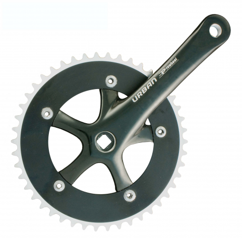 Transmisie & Accesorii - Pedalier Prowheel, 46T-1/2-1/8, ax patrat, brat 165mm, aluminiu, culoare negru