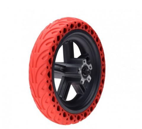 Roti trotinete electrice - Roata spate completa cu anvelopa plina rosie 8,5 x 2 Xiaomi M365 Pro 1.2