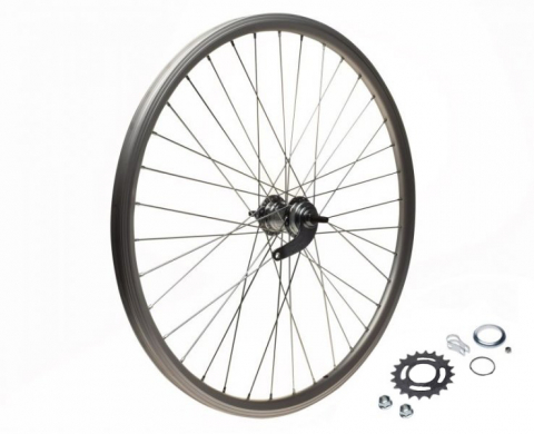 Roți-Accesorii - Roata spate dubla bicicleta 26", frana in butuc, Torpedo, culoare argintiu