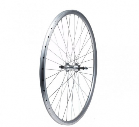 Roți-Accesorii - Roata spate dubla, frana janta, 28", culoare argintie