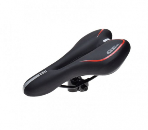 Suspensie-Cadru - Sa bicicleta, confort gel, cu gaura ventilatie, culoare negru/rosu