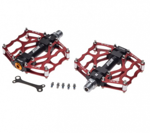 Transmisie & Accesorii - Set 2 pedale din aluminiu, filet 9/16, culoare rosu