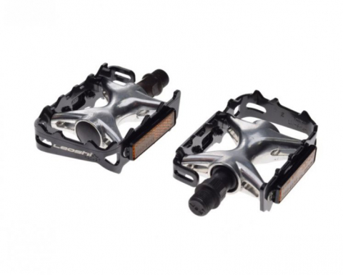 Transmisie & Accesorii - Set 2 pedale Wellgo din aluminiu+fier pentru bicicleta, filet 9/16, culoare negru/argintiu