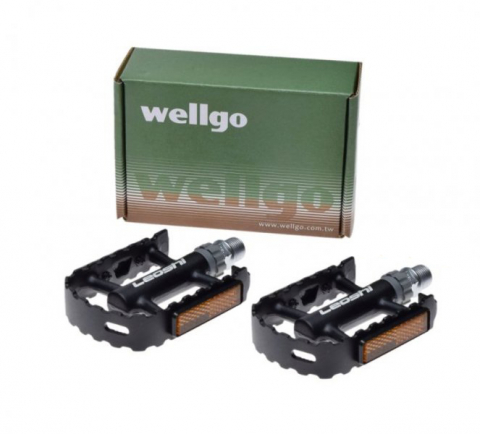 Transmisie & Accesorii - Set 2 pedale Wellgo din aluminiu pentru bicicleta, filet 9/16, culoare negru