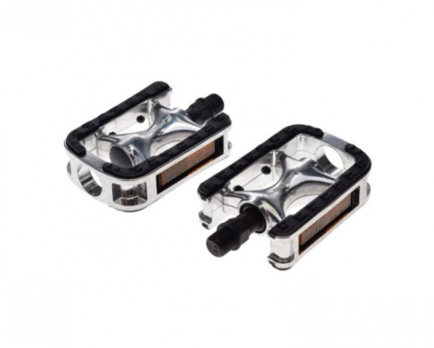 Set 2 pedale Wellgo din aluminiu pentru bicicleta, filet 9/16, culoare negru/argintiu [0]