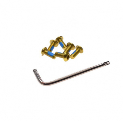 Șuruburi - Piulițe - Șaibe - Set 6 suruburi disc frana biciclete, Unex, culoare auriu