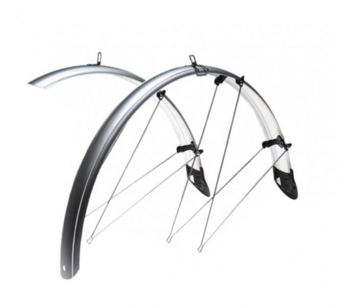 Aripi - Set aparatori noroi fata/spate bicicleta 28", latime 53 mm, material PVC, culoare argintiu