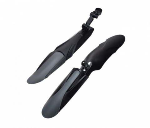 Aripi - Set aparatori noroi fata+spate, pentru biciclete cu amortizoare, roata 24 - 28 inch, culoare negru/gri