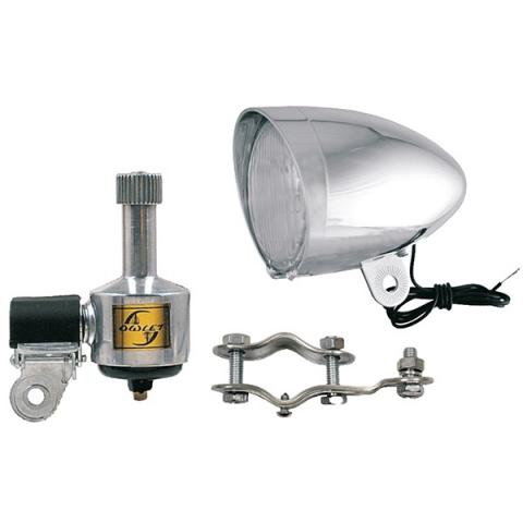 Iluminat-Semnalizare - Set far+dinam+prindere Ciclo Sport cromat