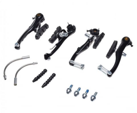 Frâne pe Jantă - Set frane v-brake, fata-spate, culoare negru