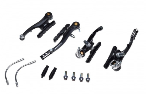 Frâne pe Jantă - Set frane v-brake negre, fata-spate biciclete