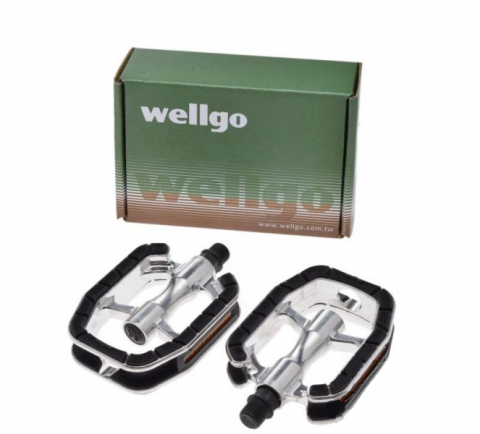 Transmisie & Accesorii - Set pedale Wellgo, filet 9/16, culoare negru/argintiu