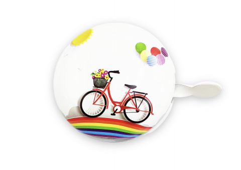 Accesorii-Design-Ornament - Sonerie biciclete Jet 65mm, model clasic, culoare alb, model cu bicicleta