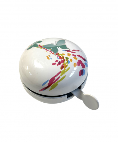 Accesorii-Design-Ornament - Sonerie biciclete Jet 65mm, model clasic, culoare alb, model cu fluturi