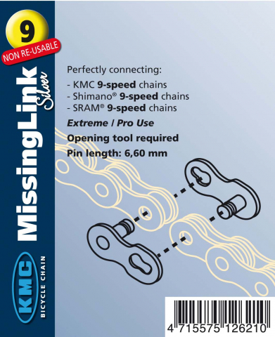 Zale-Lant - Zala KMC Missing Link 9V Bolt-6.6mm Unica Folosinta Argintiu