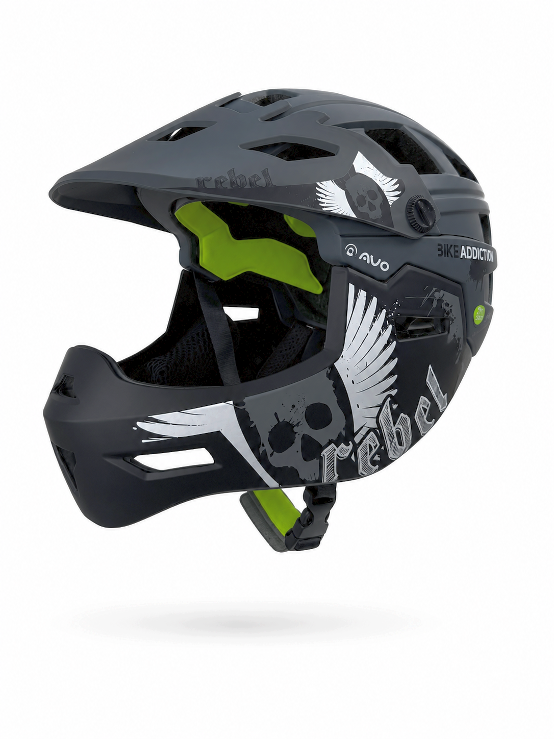 Casca bibiclete trotinete MOON KS11 FULL FACE marime M (55-58cm) gri negru alb mat AVO REBEL