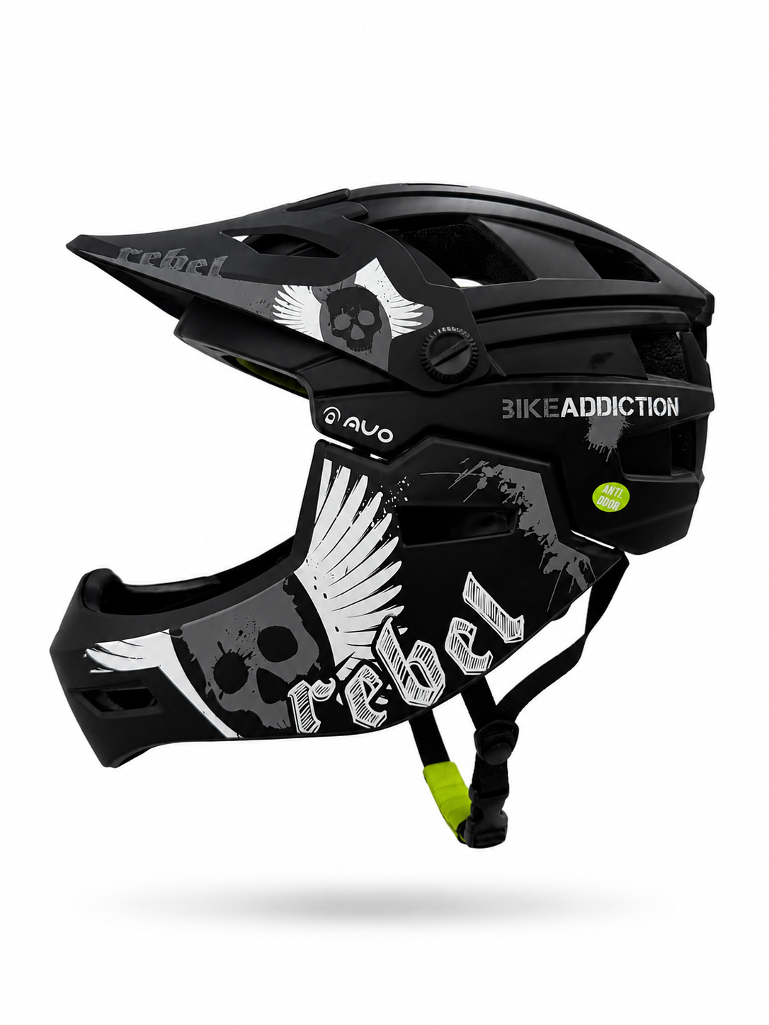 Casca bibiclete trotinete MOON KS11 FULL FACE marime M (55-58cm) negru mat AVO REBEL