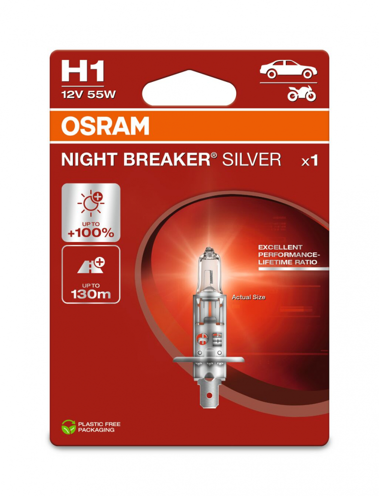 BEC 12V H1 55 W NIGHT BREAKER SILVER +100% BLISTER 1 BUC OSRAM [1]