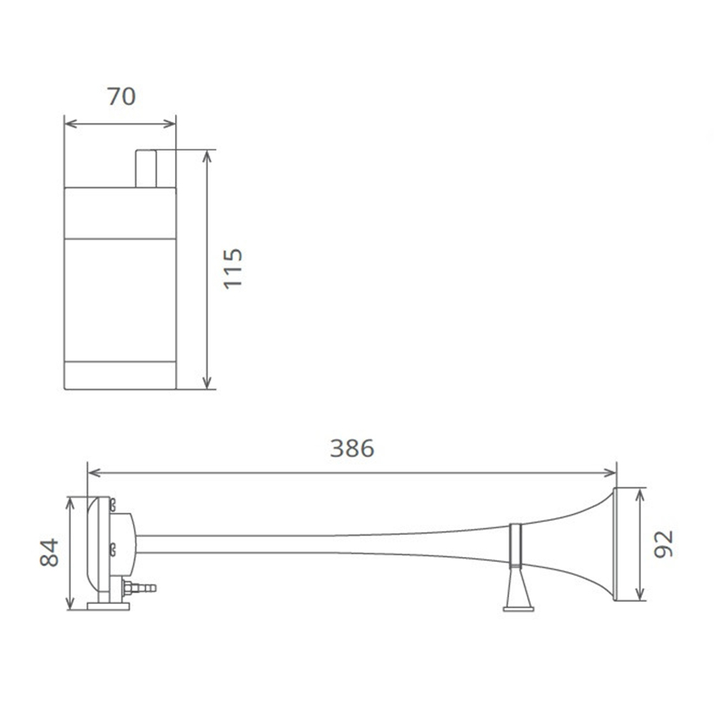 CLAXON CAMION CROM CU 1 GOARNA, MARINE, 24V 1A CU COMPRESOR [2]