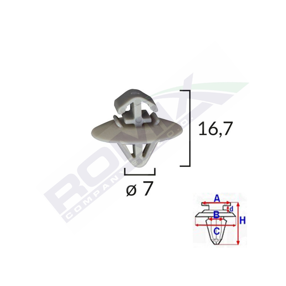 CLIPS FIXARE ELEMENTE EXTERIOARE PENTRU IVECO/OPEL/RENAULT 7X16.7 - GRI SET 10 BUC [2]