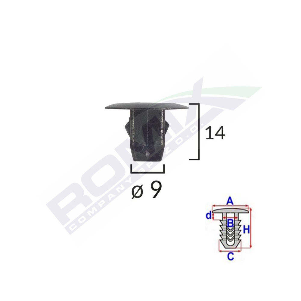 CLIPS FIXARE ELEMENTE ROATA PENTRU HONDA 9X14MM NEGRU SET 10 BUC [1]