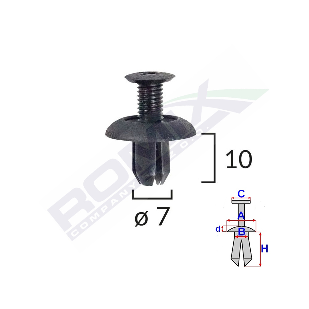 CLIPS FIXARE HONDA/MITSUBISHI 7X10MM - NEGRU SET 10 BUC [2]