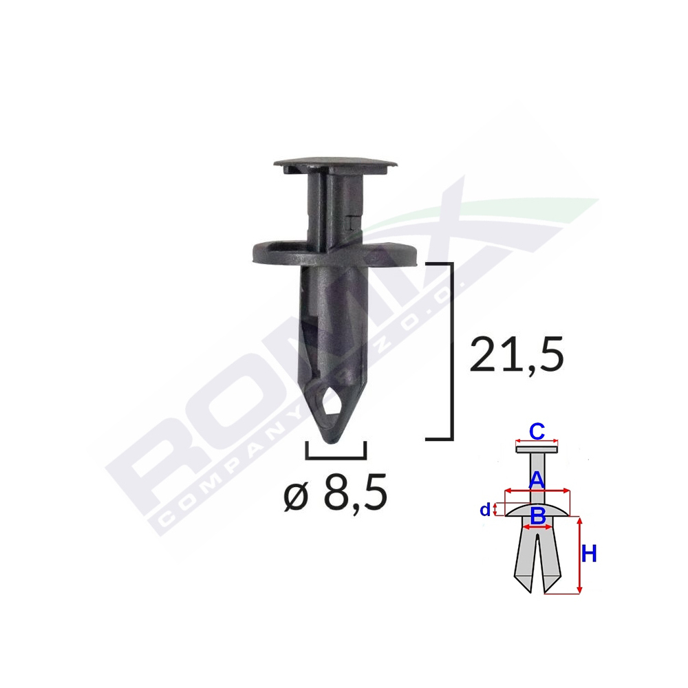 CLIPS FIXARE PENTRU AUDI/SEAT/VW/MAZDA/NISSAN 8.5X21.5MM - NEGRU SET 10 BUC [2]