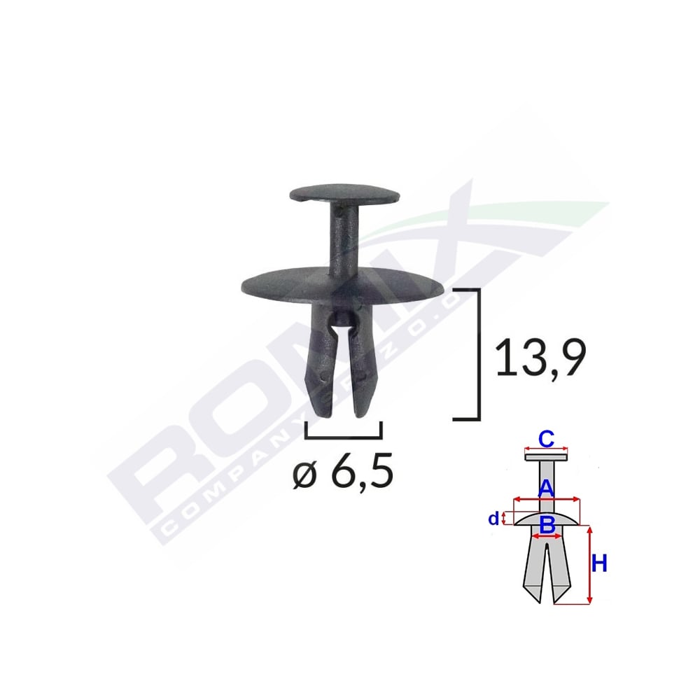 CLIPS FIXARE PENTRU CITROEN/PEUGEOT 6.5X13.9MM - NEGRU SET 10 BUC [1]